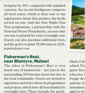 Excerpt from Wanderlust magazine describing Fisherman's Rest as an experience of emersion.